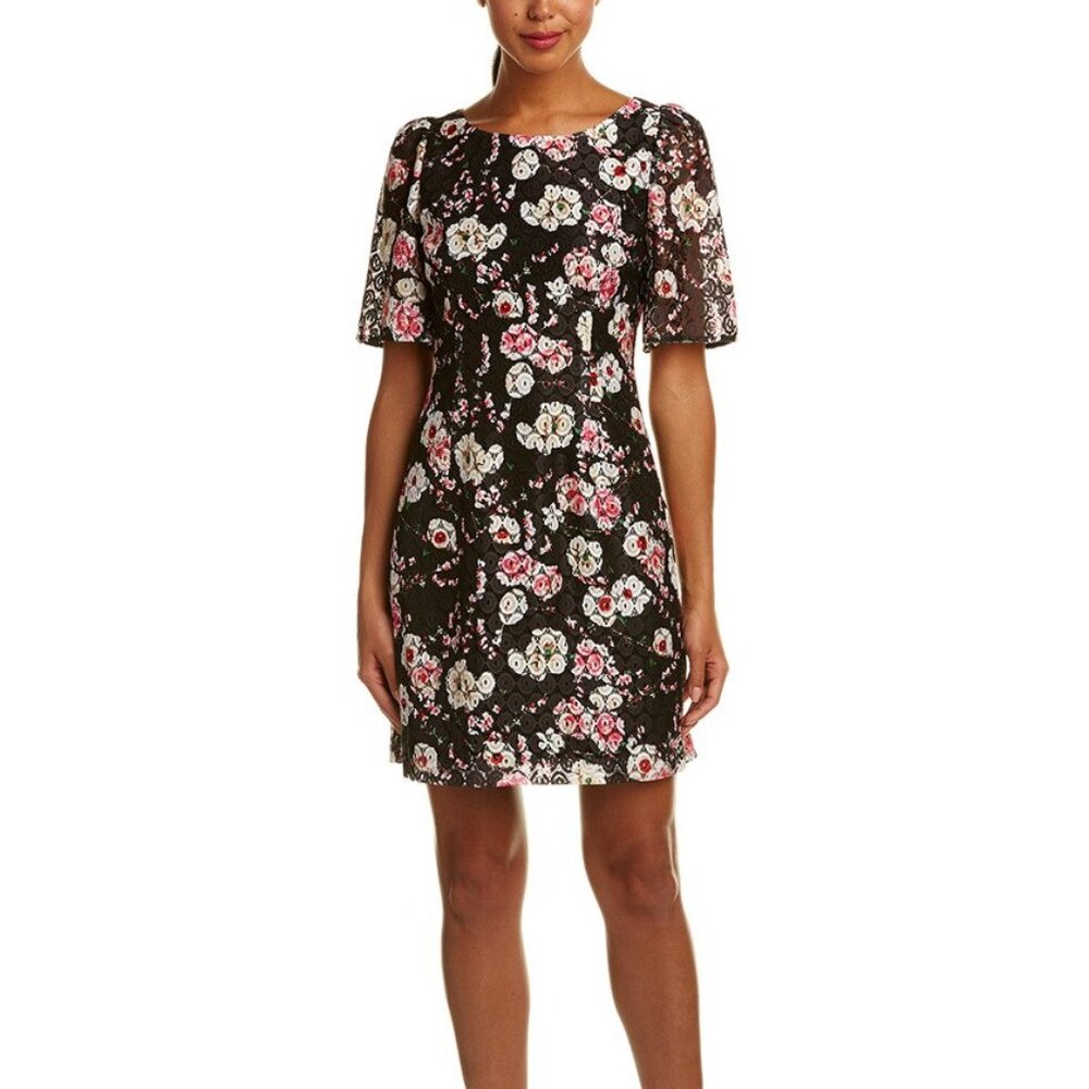 Anthropologie Plenty by Tracy Reese Gianna Dress Floral Lace Black Size 6 EUC